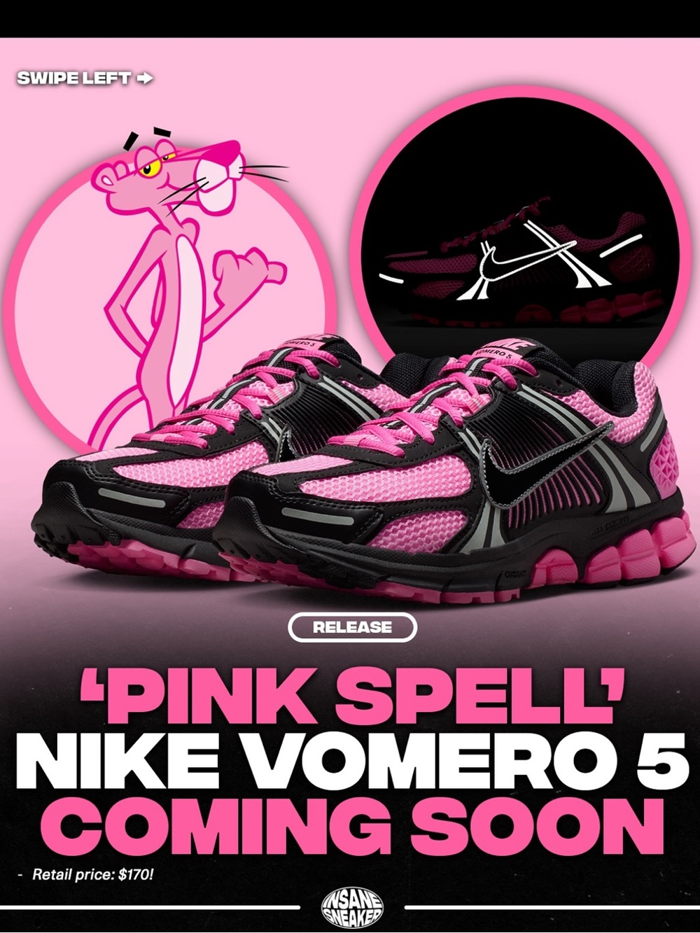 Nike Women's Zoom Vomero 5 Pink Black Platinum